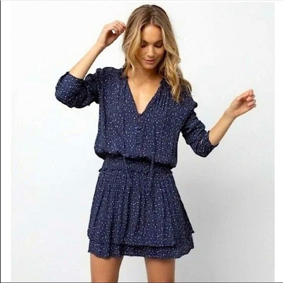 Rails Jasmine Navy Nova Star Print Mini Dress Long Sleeve (24) - Picture 2 of 8